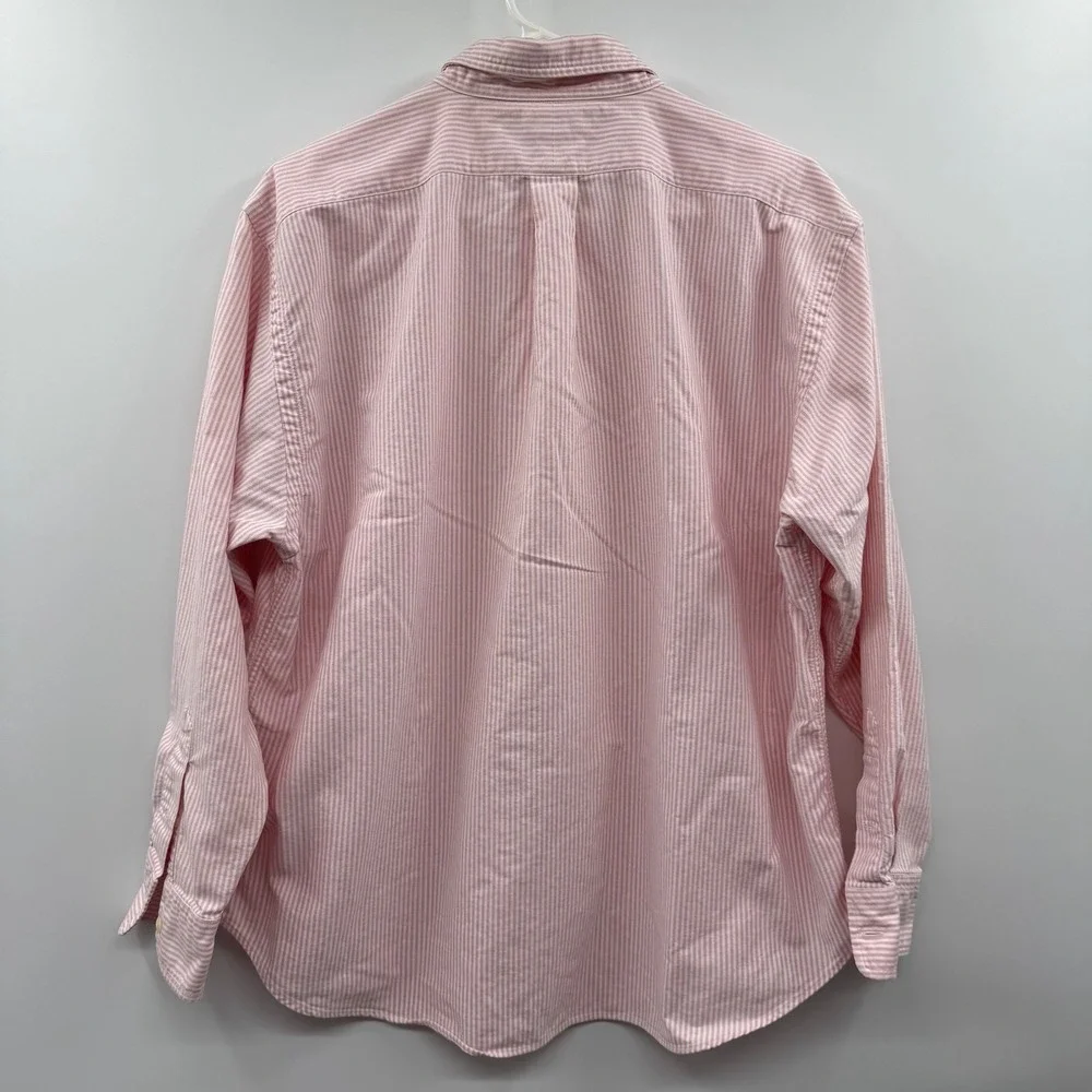 Ralph Lauren sport   Boys Size 16 Pink White Striped Oxford Button Up Shirt